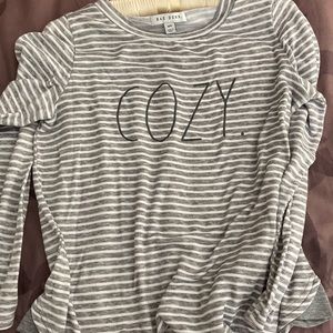 5For$15 Rae Dunn size M Cozy top gray with white stripes